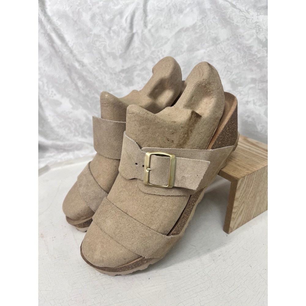 Yokono Spain Women Tan Suede Buckle Wedge Platform Sandals Size 9.5